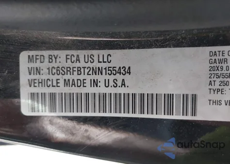 2022 Ram 1500 Big Horn Quad Cab 4X4 6'4 Box z USA, uszkodzony, nr VIN 1C6SRFBT2NN155434